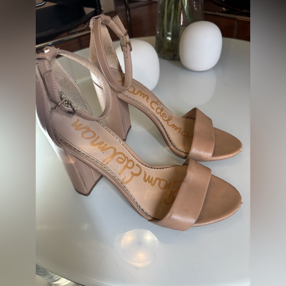 Vince Camuto Nude Block Heel Sandals 7.5